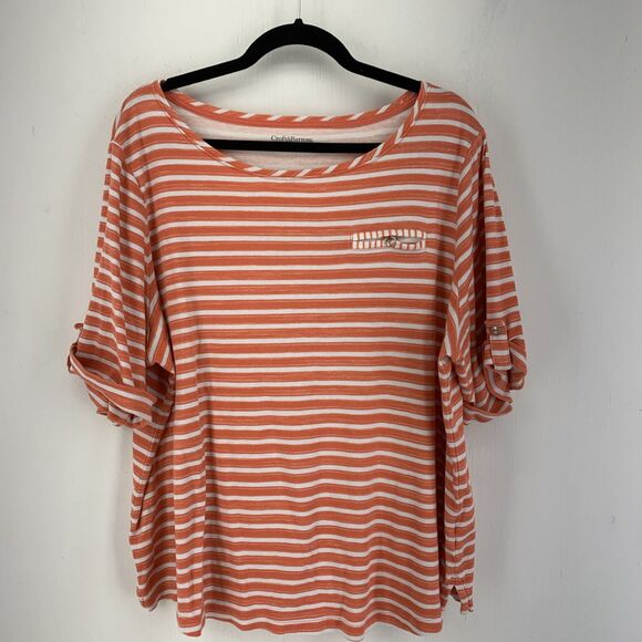 Croft Barrow Womens 3X Tunic Top 3/4 Roll Tab Sleeve Summer Beach Stretch - Picture 1 of 6